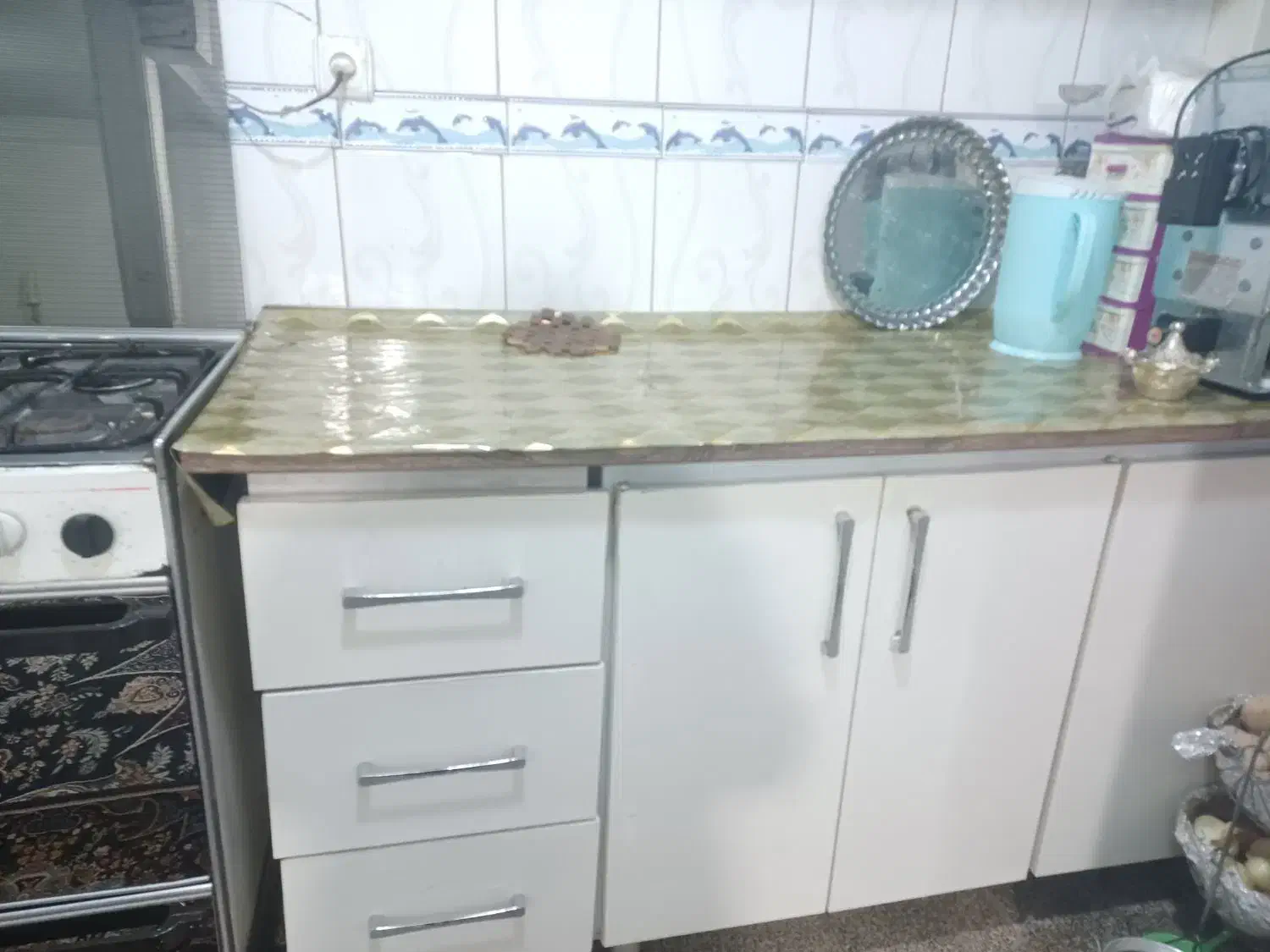 9متر کابینت فلزی در حد نو بدون خط وخش با هود وسنیک|آب‌چکان و نظم‌دهنده ظروف|قرچک, قشلاق جیتو|دیوار