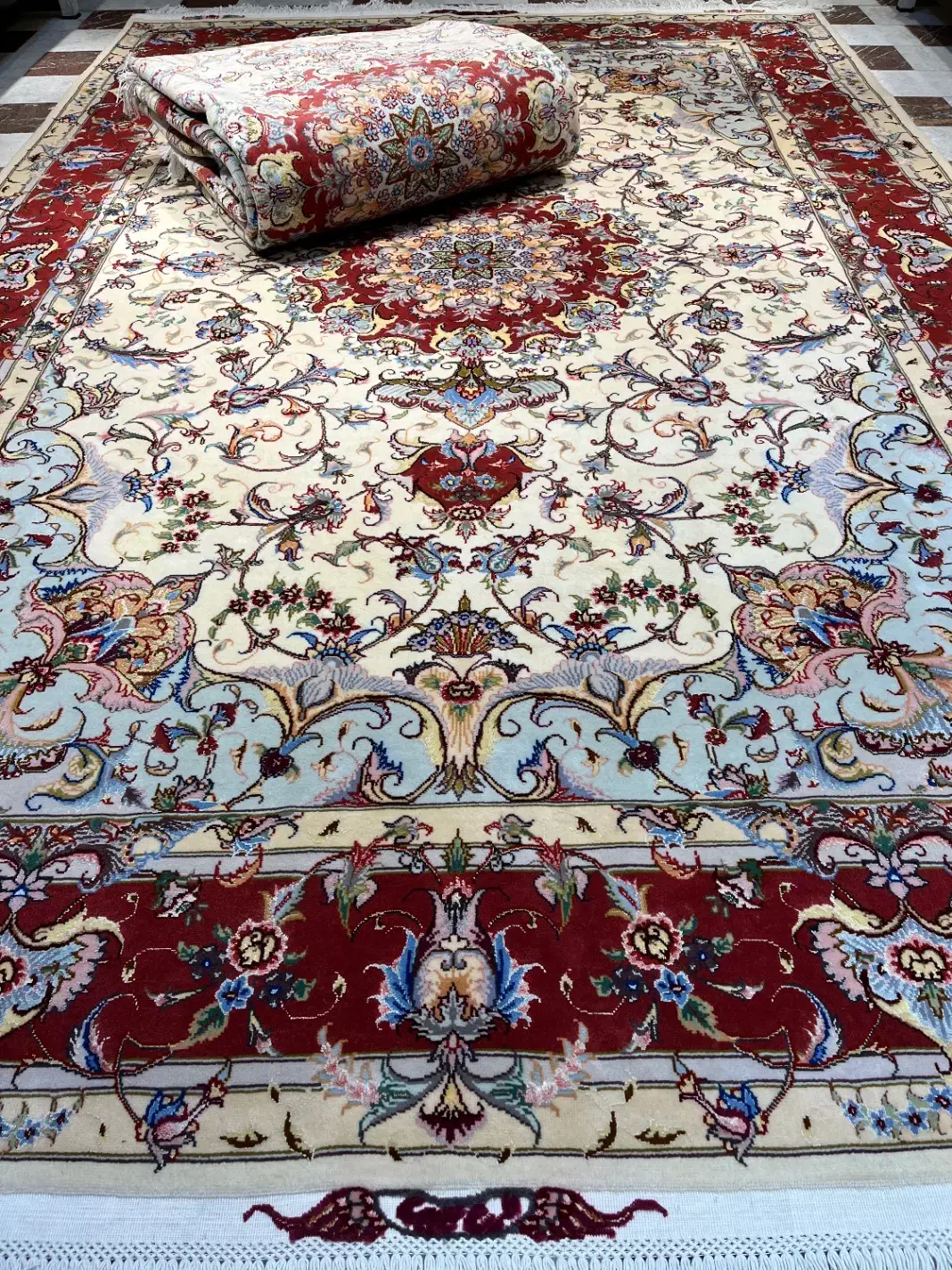 فرش دستباف جفت ۶ متری تبریز علیا ۴۰ رج دستبافت|فرش|تهران, مولوی|دیوار