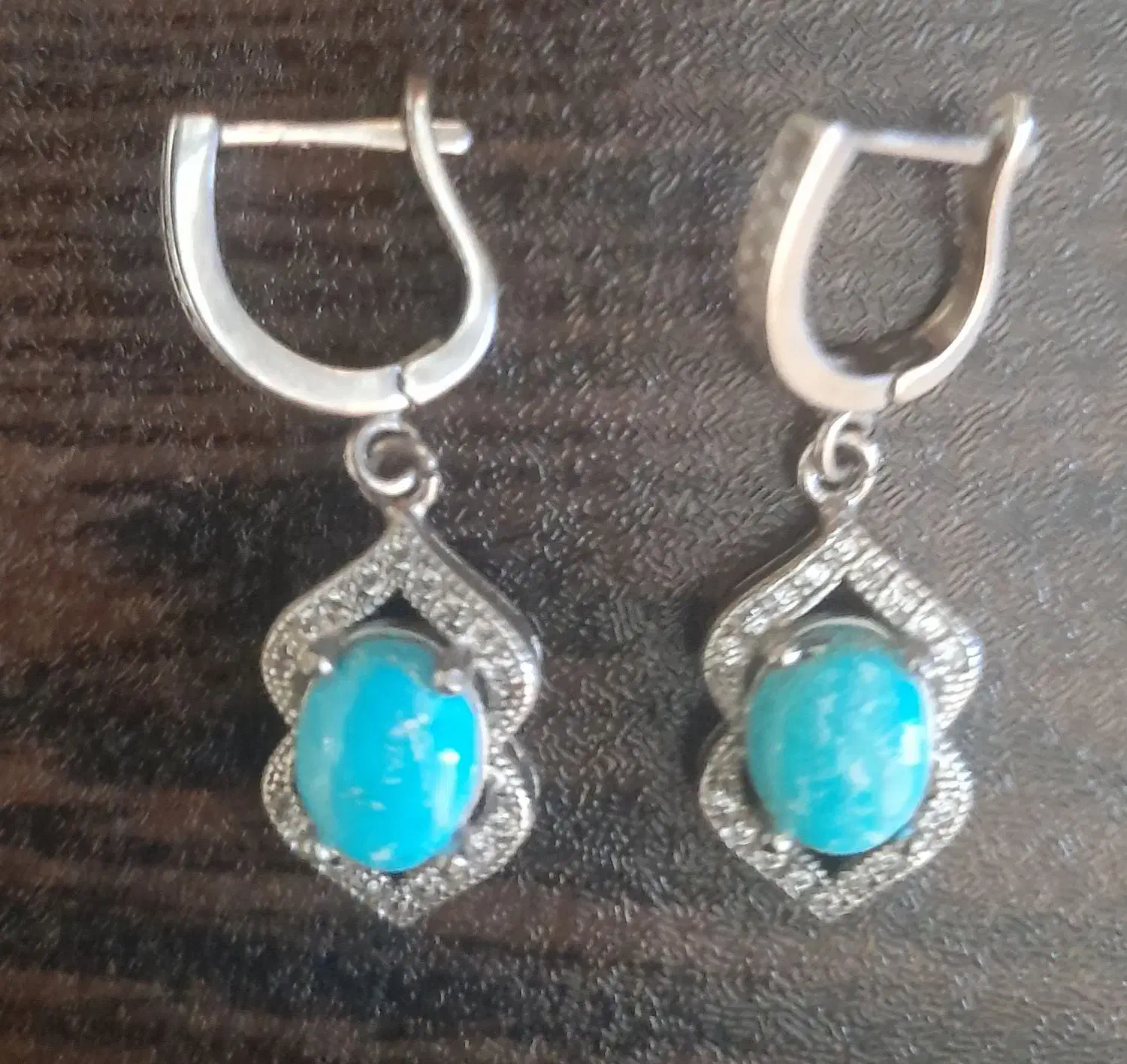 گوشواره نقره نگین فیروزه کاملا نو|جواهرات|شیراز, سینما سعدی|دیوار