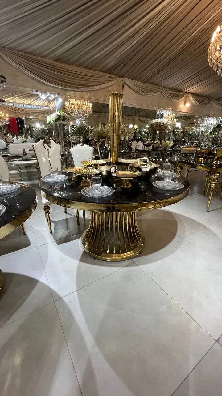 میز مهمان تالار گرد / طلایی / تشریفات|عمده‌فروشی|ساری, |دیوار