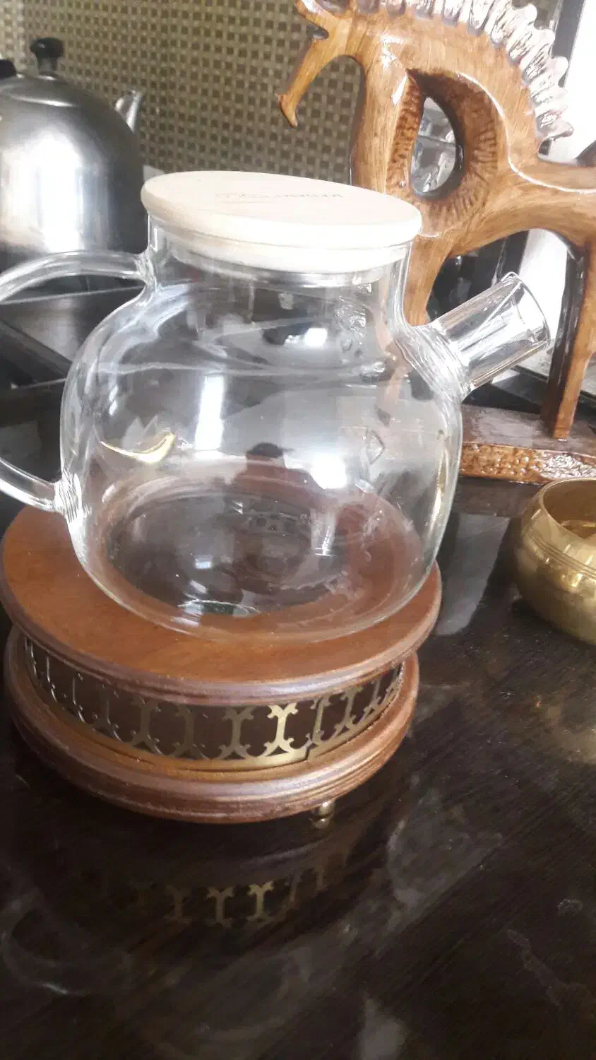 قوری پیرکس خارجی با وارمرچوبی ۵۵۰تومان|قوری، کتری، قهوه‌ساز دستی|بیرجند, |دیوار