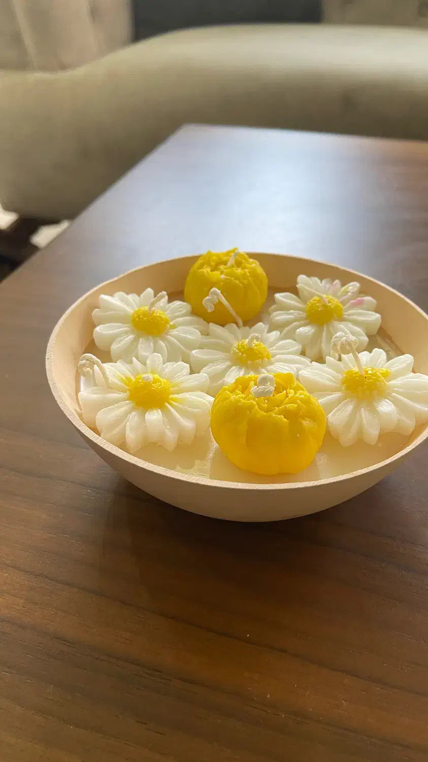 شمع کاسه ای بابونه|صنایع دستی و سایر لوازم تزئینی|فریدونکنار, |دیوار