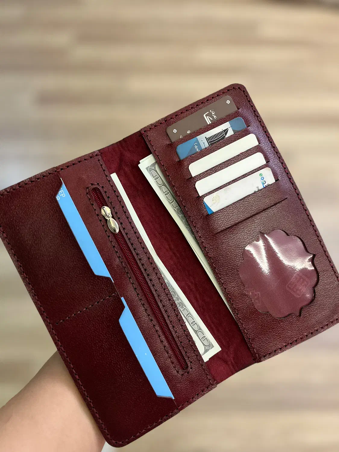 کیف پول زنانه چرم طبیعی دست دوز|کیف، کفش، کمربند|رودهن, |دیوار