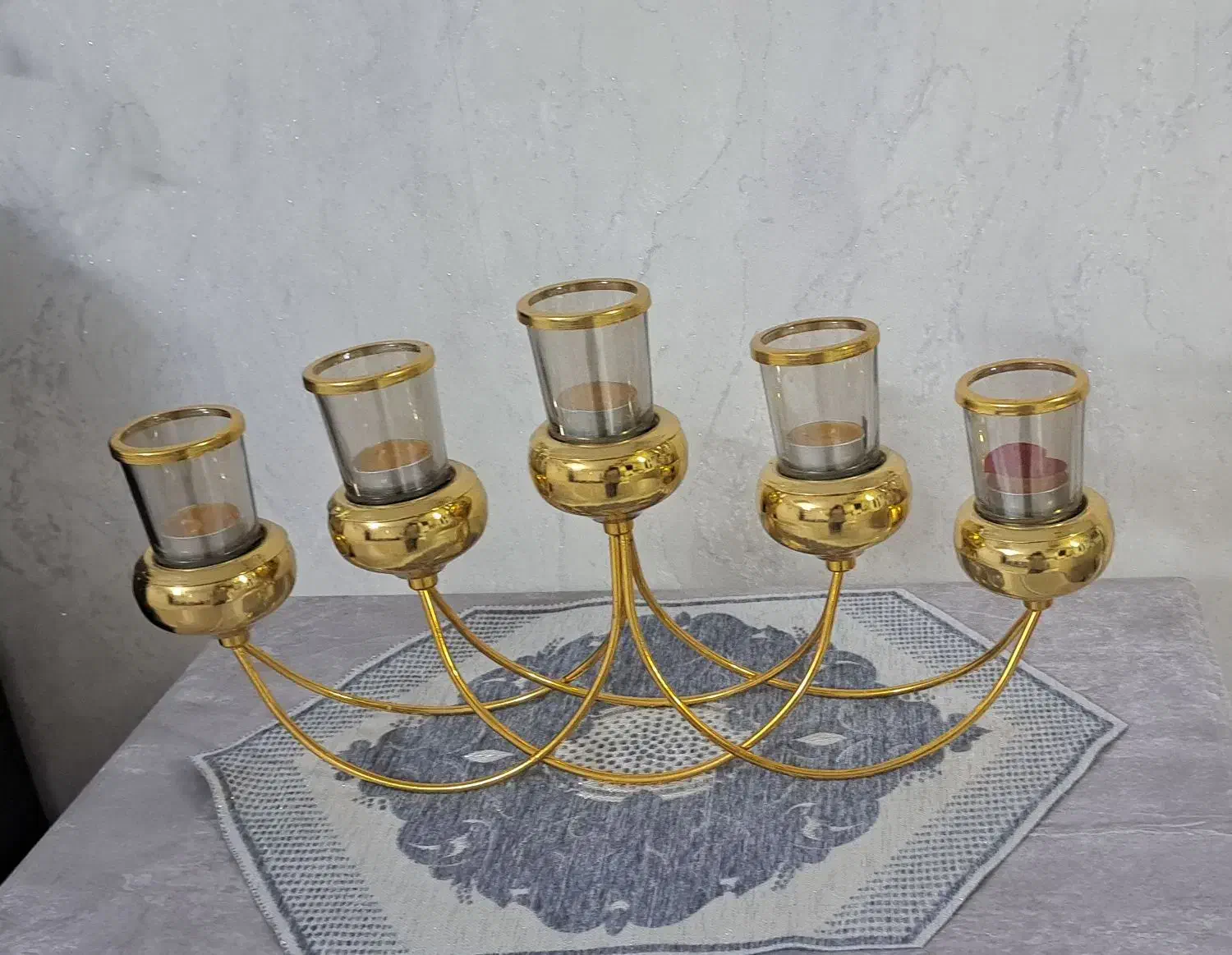 شمعدان ۵ شعله استیل رنگ ثابت دوتا موجوده|صنایع دستی و سایر لوازم تزئینی|اسلام‌شهر, شهرک سعیدیه|دیوار