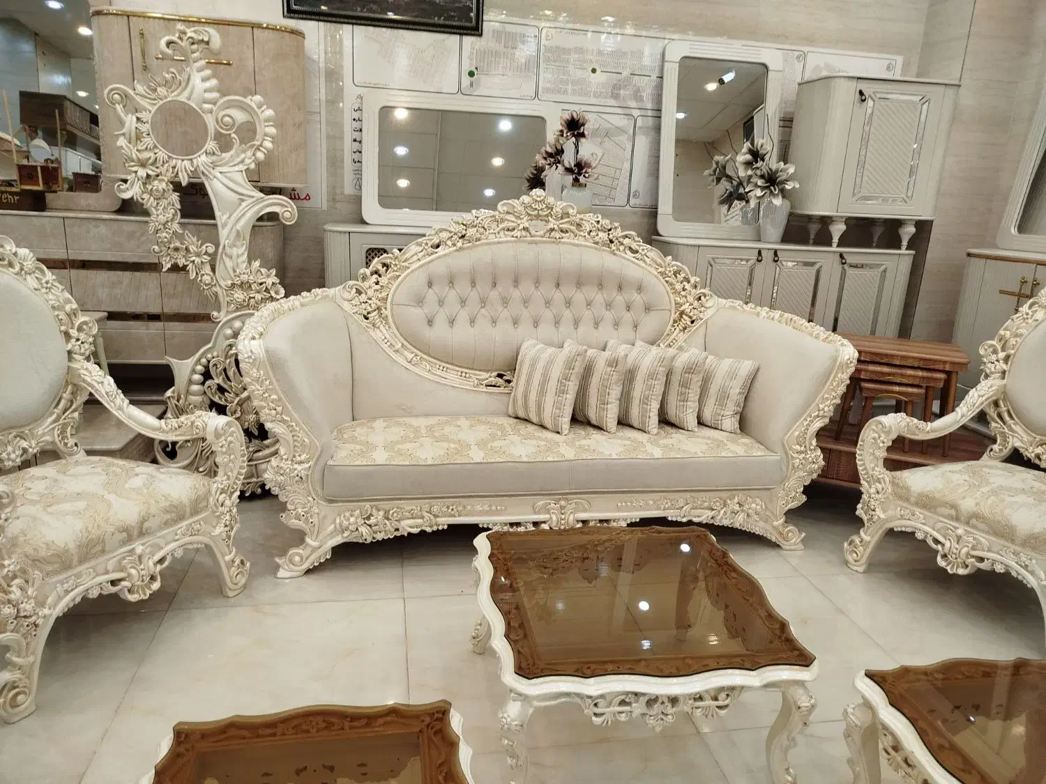 مبل کلاسیک سلطنتی ابزاری فلورانس ۹نفره نهارخوری ۸|مبلمان خانگی و میز عسلی|شیراز, دوکوهک|دیوار