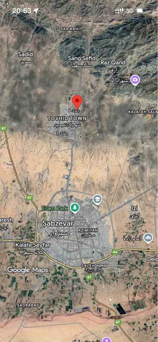 زمین دونبش بلوک ۶ توحید شهر سند تکبرگ ششدانگ|فروش زمین و ملک کلنگی|سبزوار, توحیدشهر|دیوار