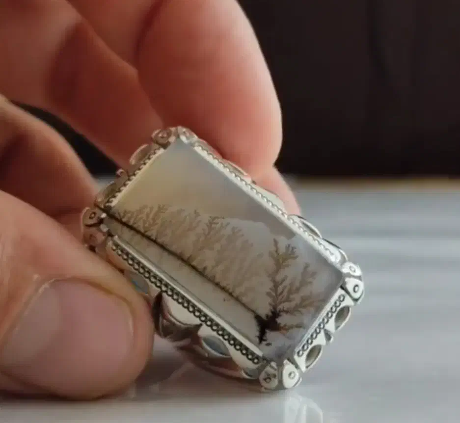 انگشتر نقره  سنگ شجر کلکسیونی|جواهرات|یزد, |دیوار