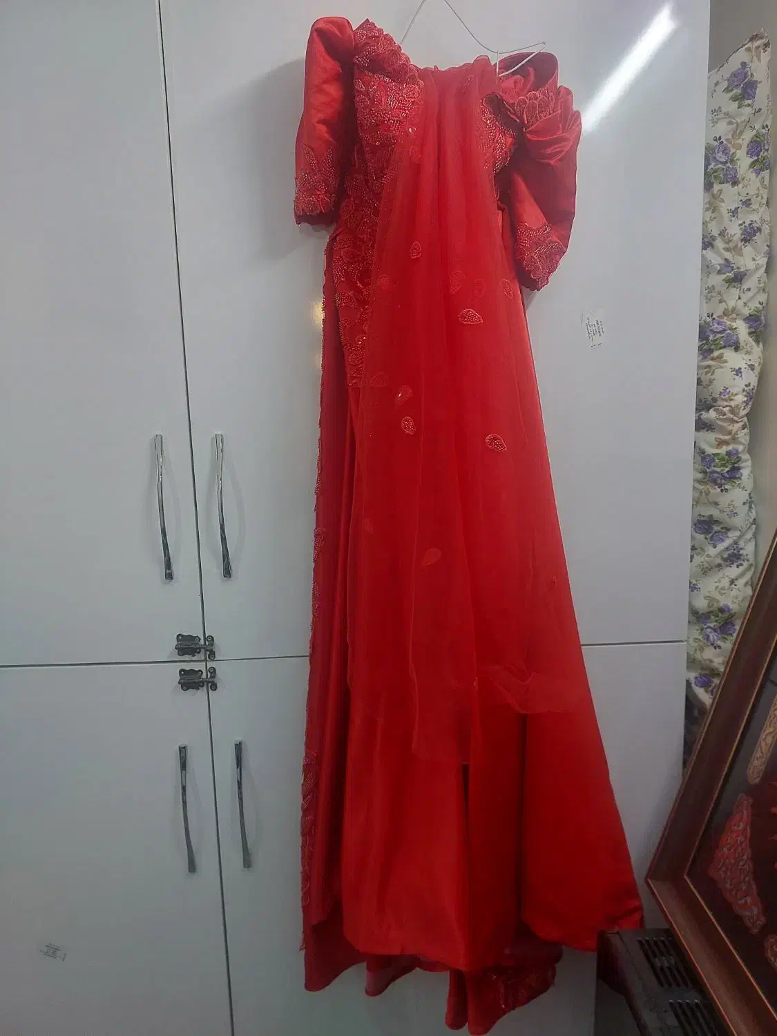 لباس مجلسی دوخت هندی همراه تور بلند سر|لباس|بیرجند, |دیوار