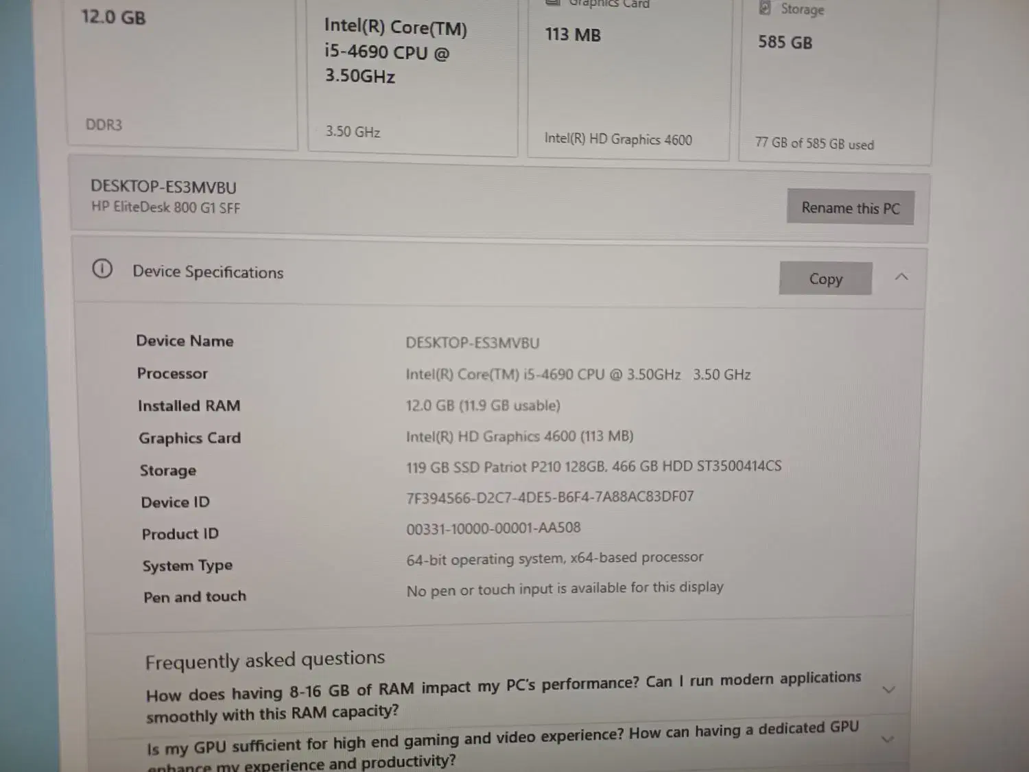 کیس Hp i5 نسل4 (رم12 ssd+hdd)|رایانه رومیزی|تبریز, |دیوار
