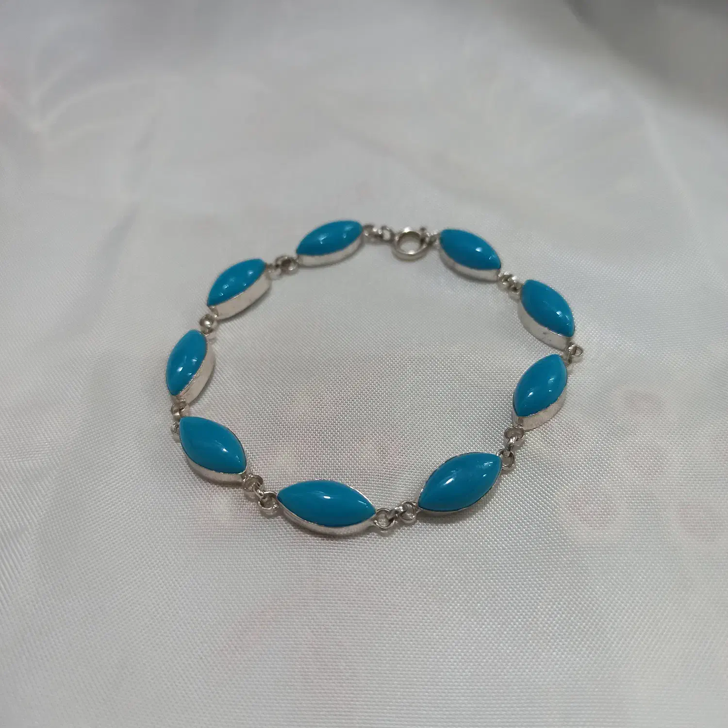 دستبند نقره نگین لوزی آبی کد ۹۱۰|جواهرات|اصفهان, مولوی|دیوار