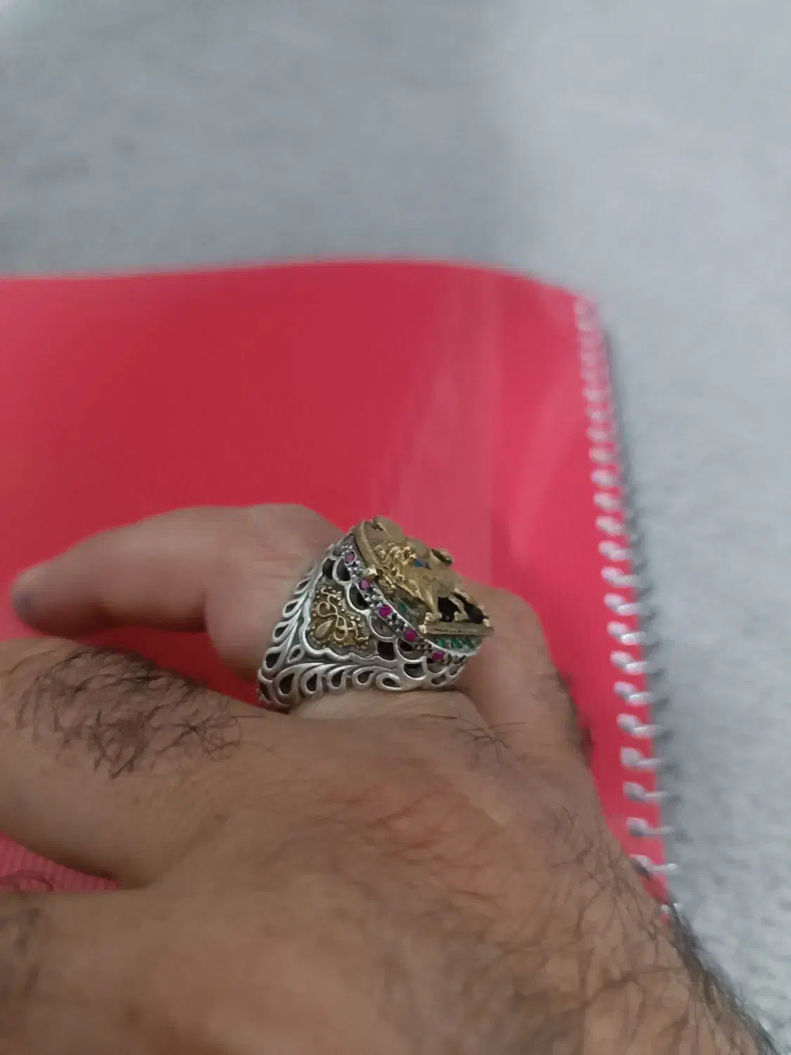 انگشتر شیر و خورشید دست ساز نقره اصل|جواهرات|بوشهر, |دیوار