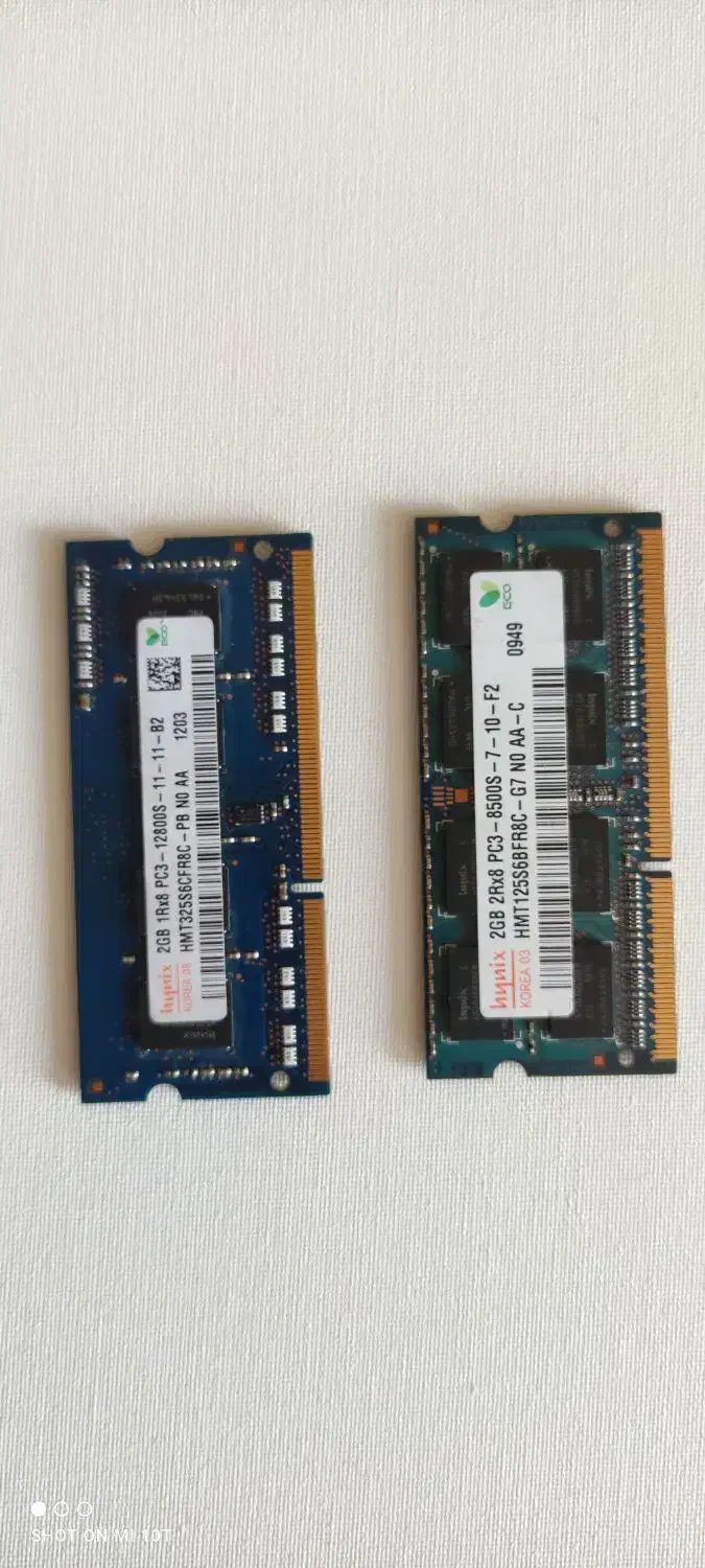 دو عدد رم دو گیگ لپتاپ DDR3|قطعات و لوازم جانبی رایانه|فردیس, منظریه|دیوار