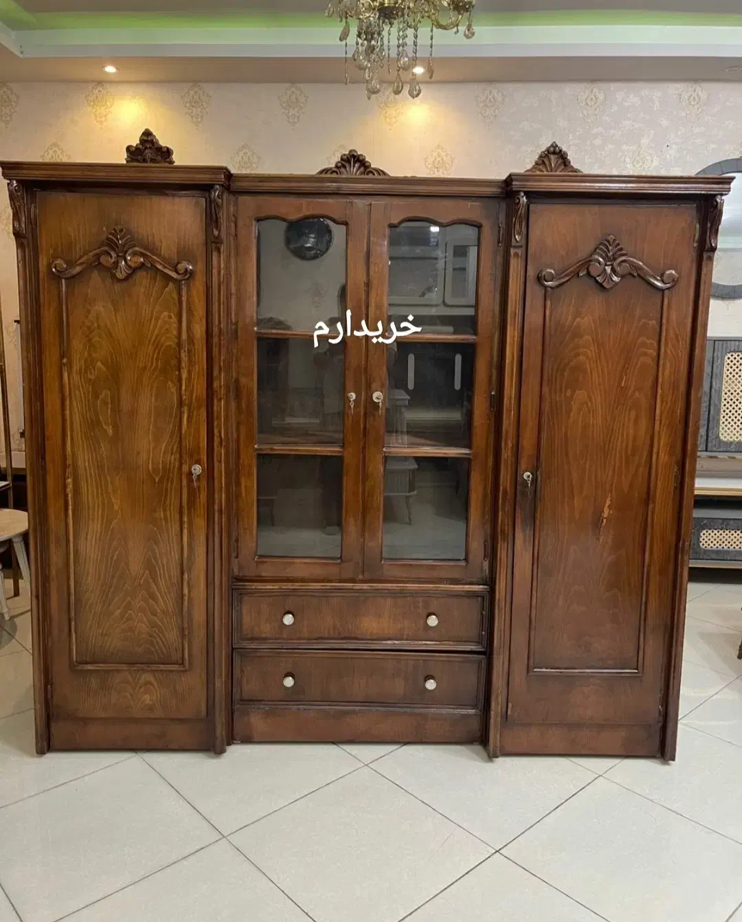 کمد سه تیکه و بوفه چوبی قدیمی|جاکفشی، کمد، دراور|الیگودرز, |دیوار