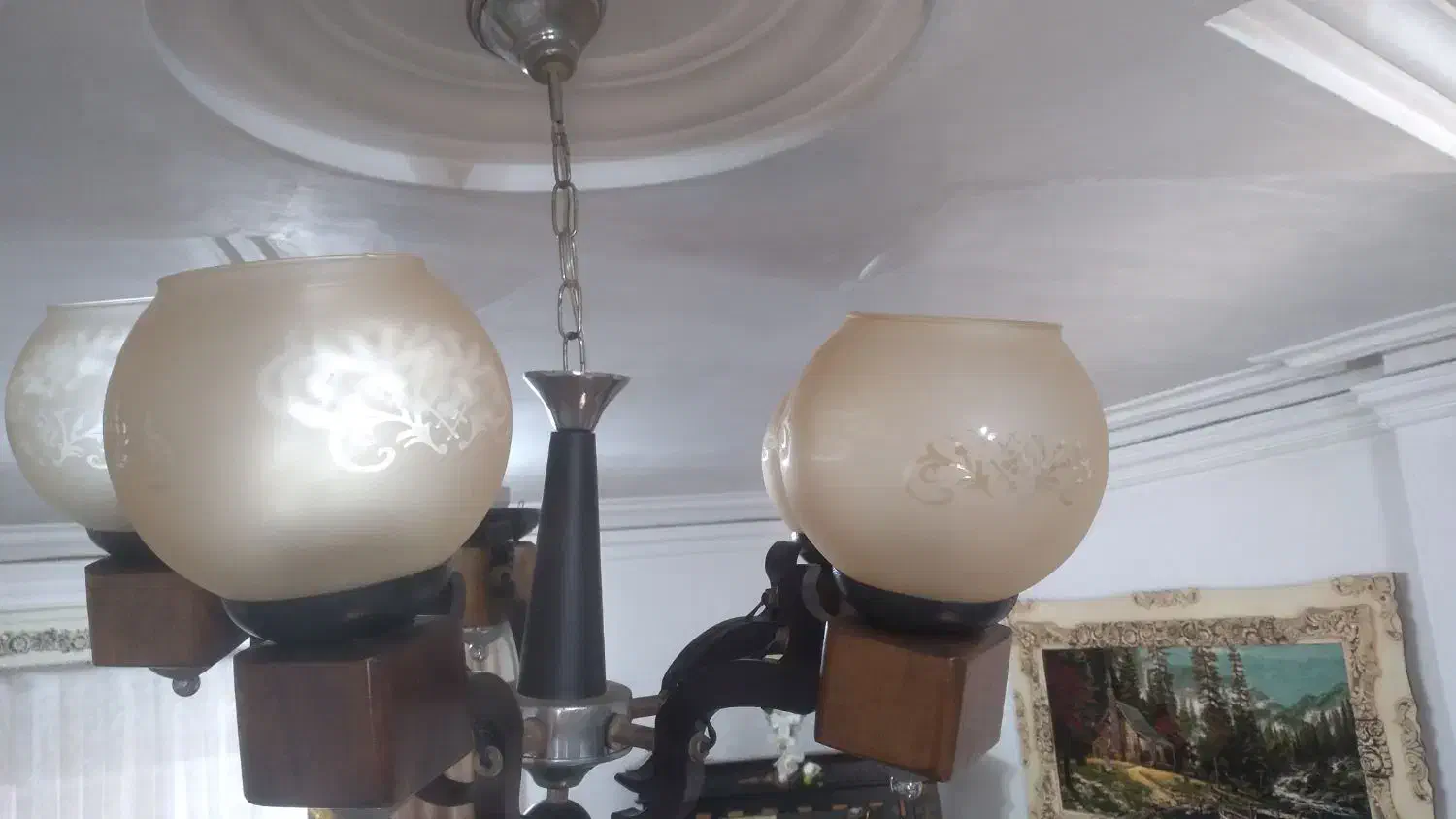 لوستر چوبی ۵ شاخه|لوستر و چراغ آویز|رشت, لاکان|دیوار