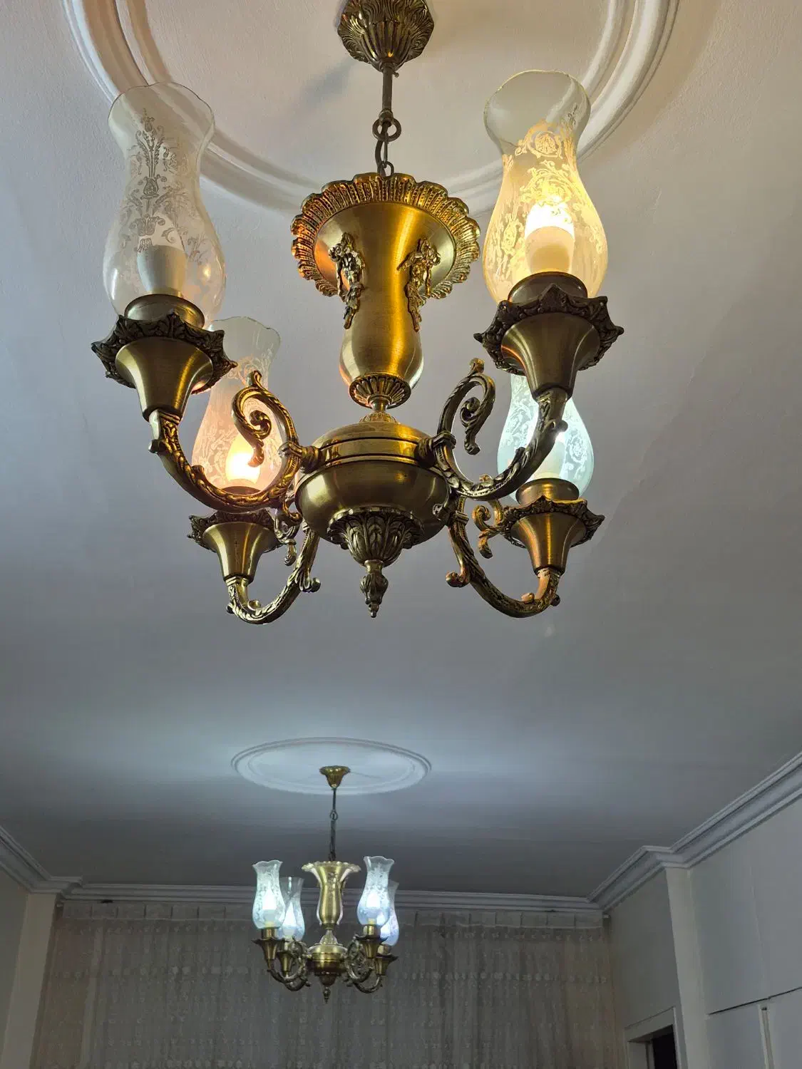 لوستر برنز جفت|لوستر و چراغ آویز|تهران, مسعودیه|دیوار