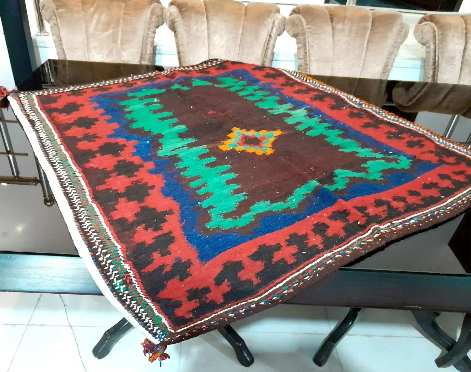 گلیم دست بافت|گلیم، جاجیم، گبه|کرمان, |دیوار