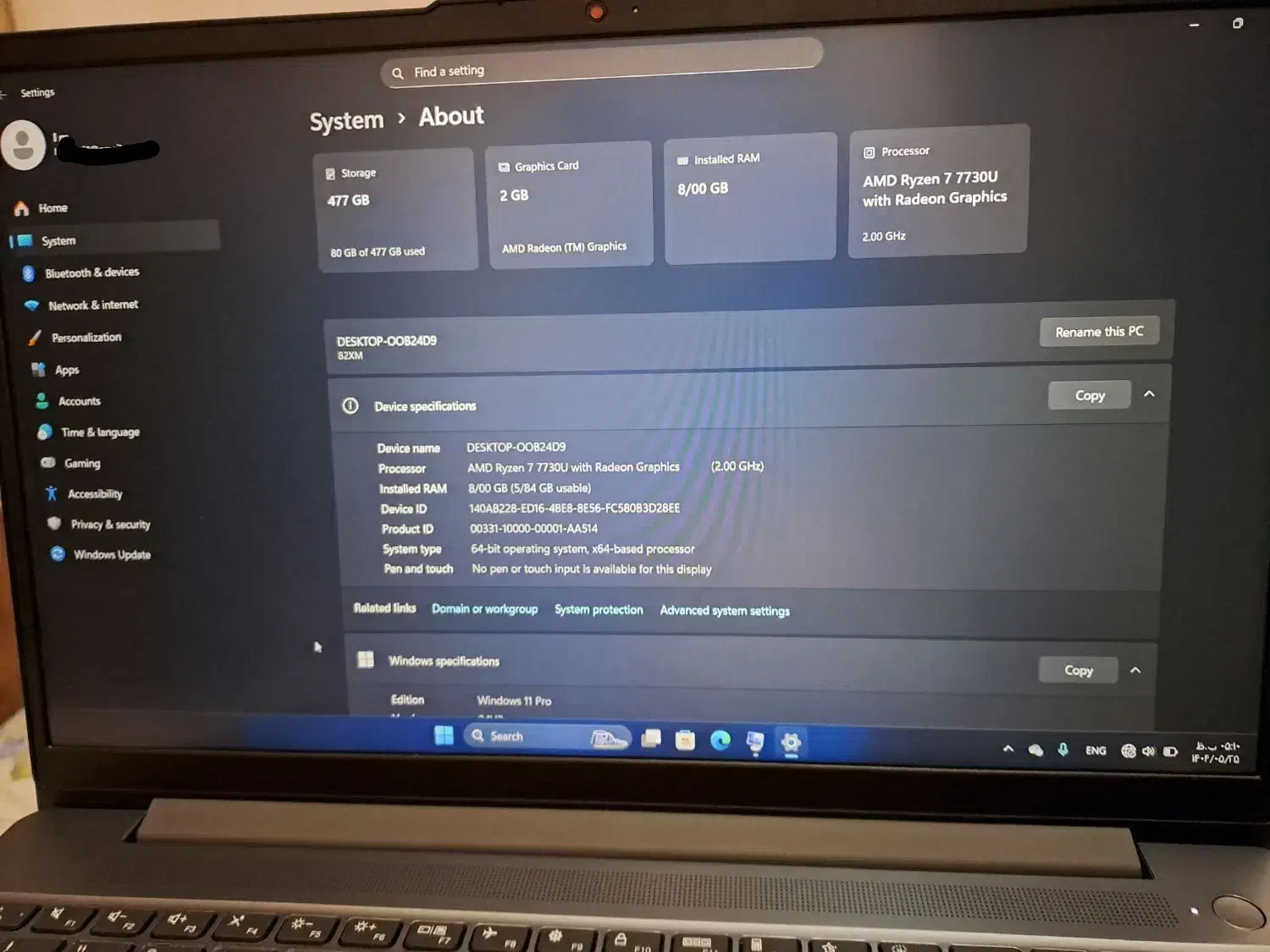لپ تاپ لنوو lenovo ideapad slim 3 15abr8 در حد|رایانه همراه|تبریز, |دیوار