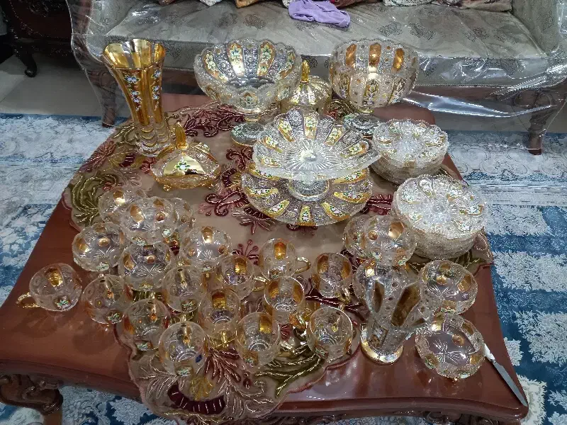 ست ۱۲ نفره کریستال طلاکوب|ظروف سرو و پذیرایی|محمدشهر, سیدآباد|دیوار
