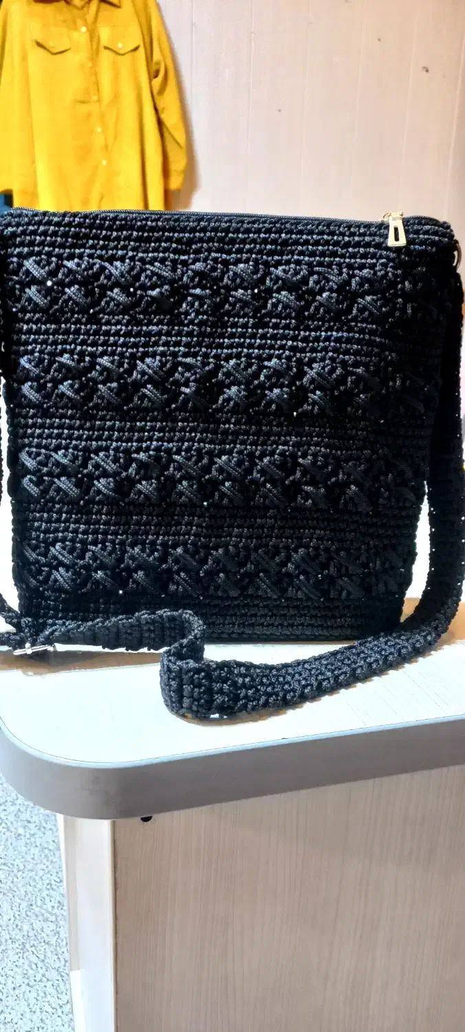 کیف مکرومه با آستر دوزی تمیز|کیف، کفش، کمربند|سامان, |دیوار