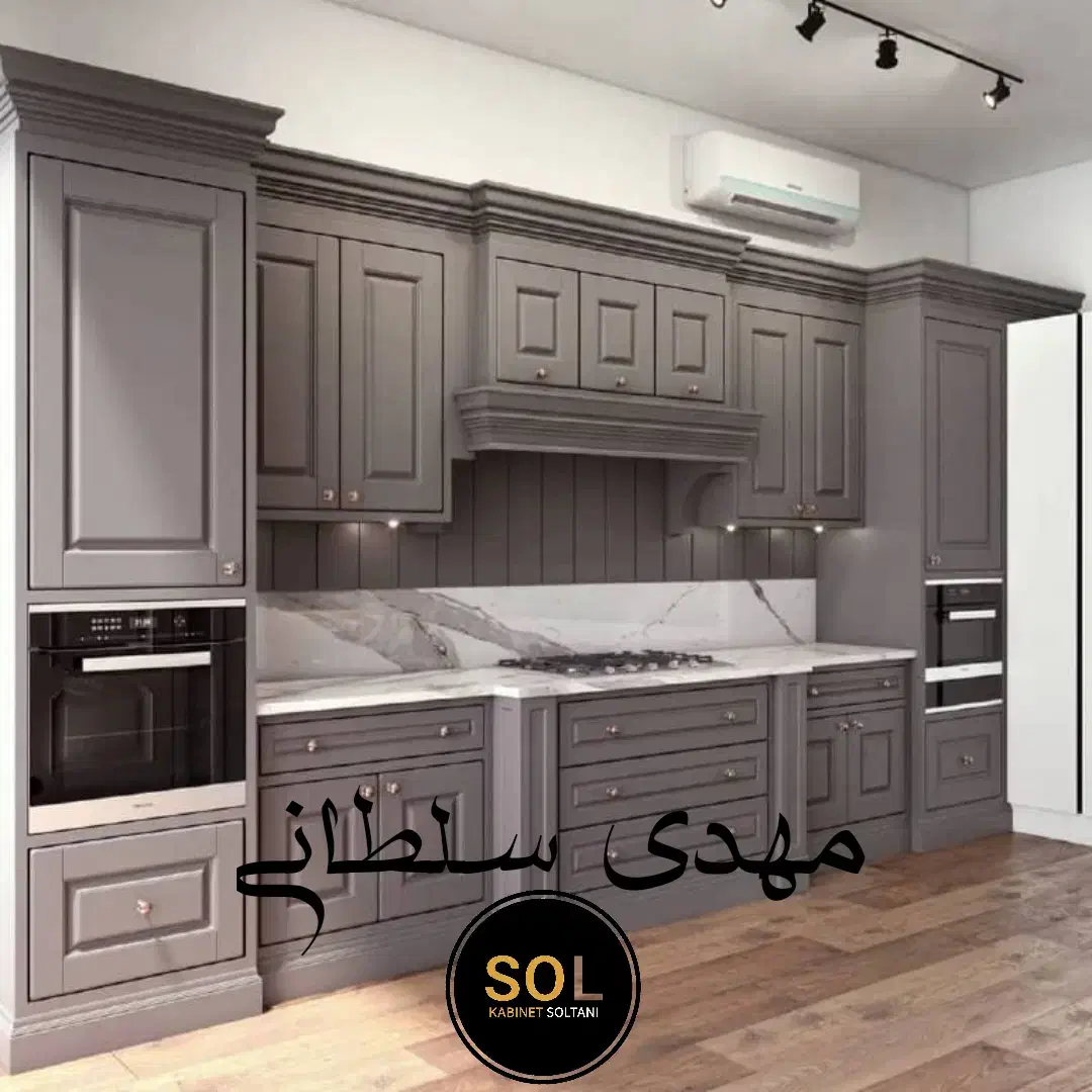 کابینت طوسی سفید دستگیره استیل مشکی کد 1303|مصالح و تجهیزات ساختمان|شیراز, محراب|دیوار