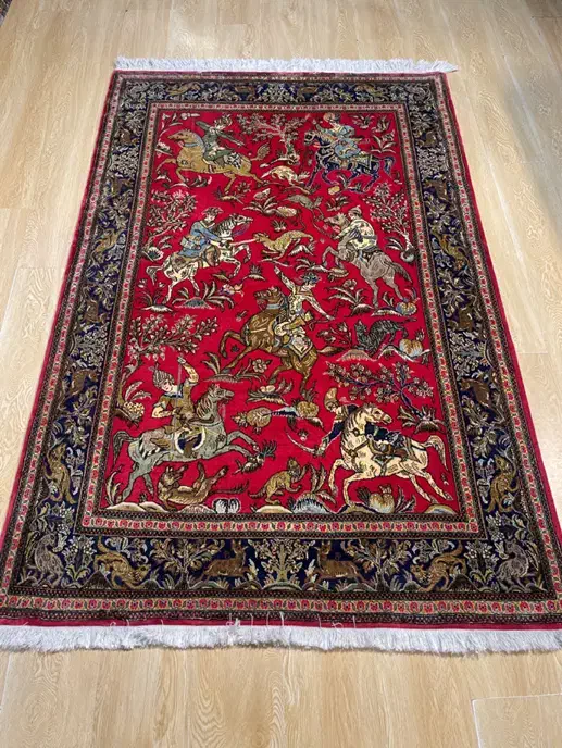 قالیچه ۳ متری قم طرح شکارگاه|فرش|تهران, سلسبیل شمالی|دیوار