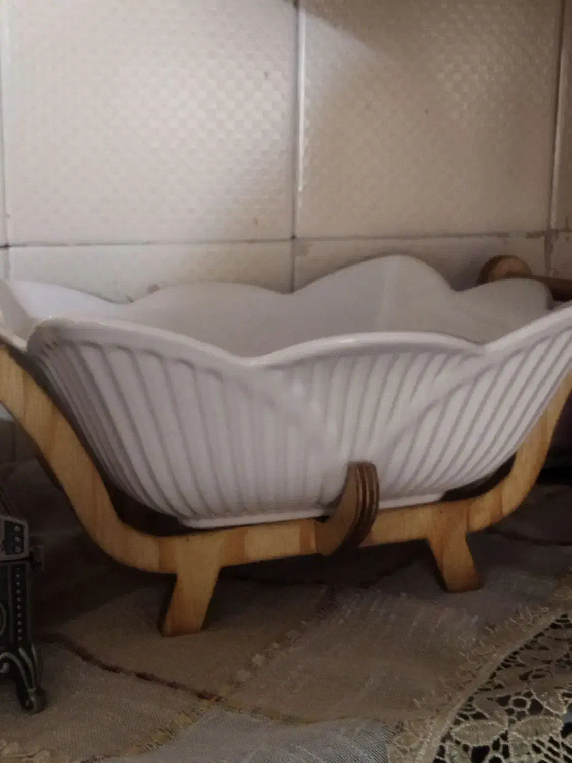 کاسه سرامیکی با استند چوبی|ظروف سرو و پذیرایی|ازنا, |دیوار