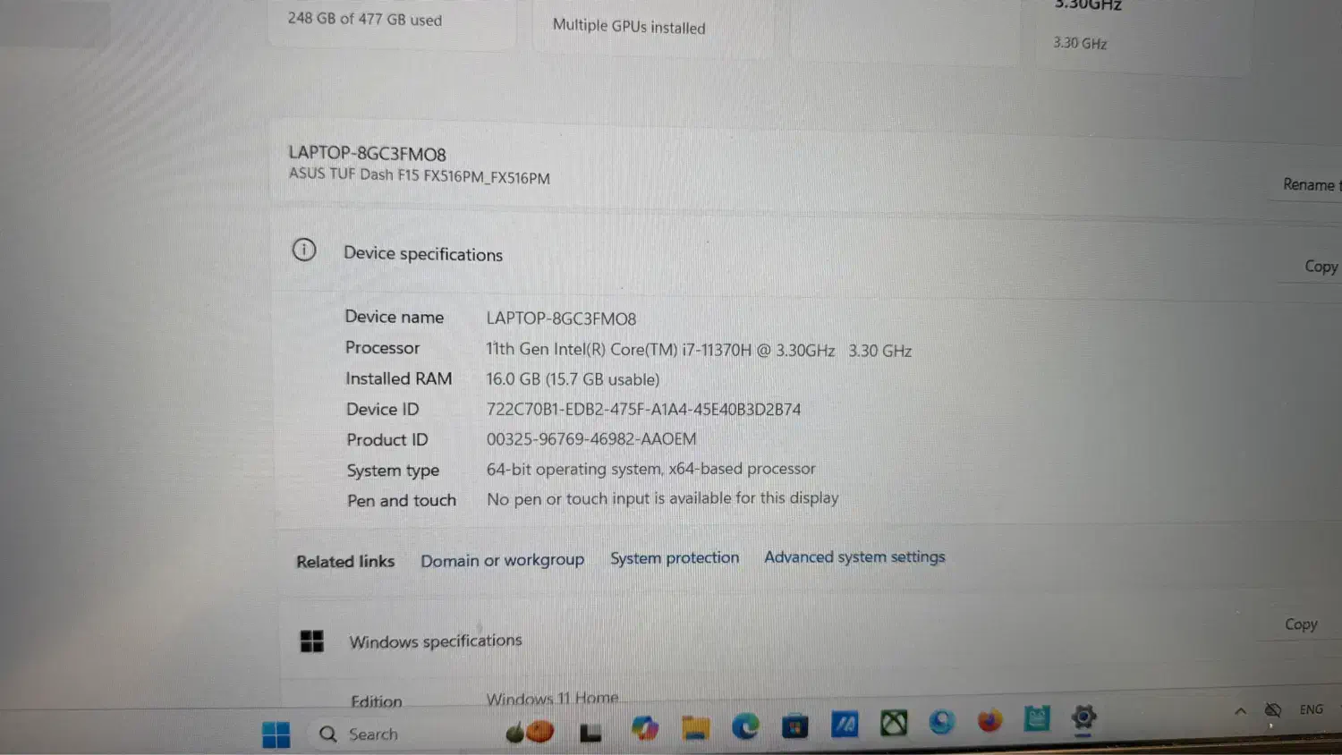 لپ تاپ ASUS TUF DASH F15 مدل ۲ RTX 0|رایانه همراه|تهران, زعفرانیه|دیوار