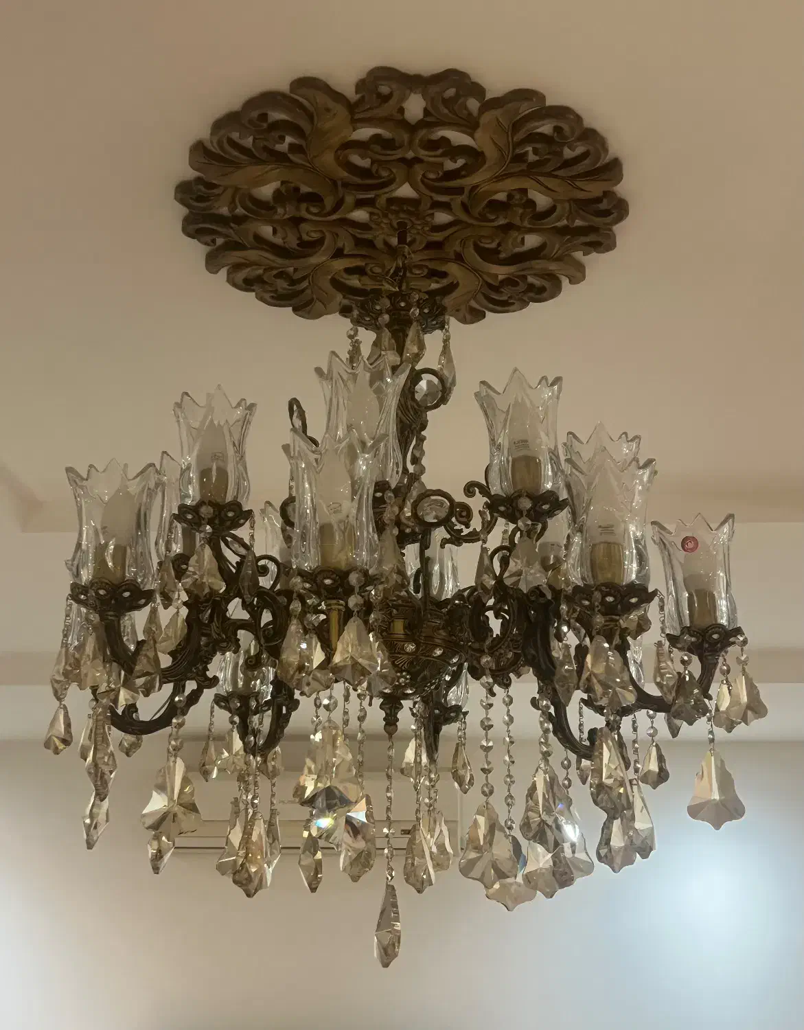 لوستر ۱۶ شعله برنز|لوستر و چراغ آویز|شاهرود, |دیوار