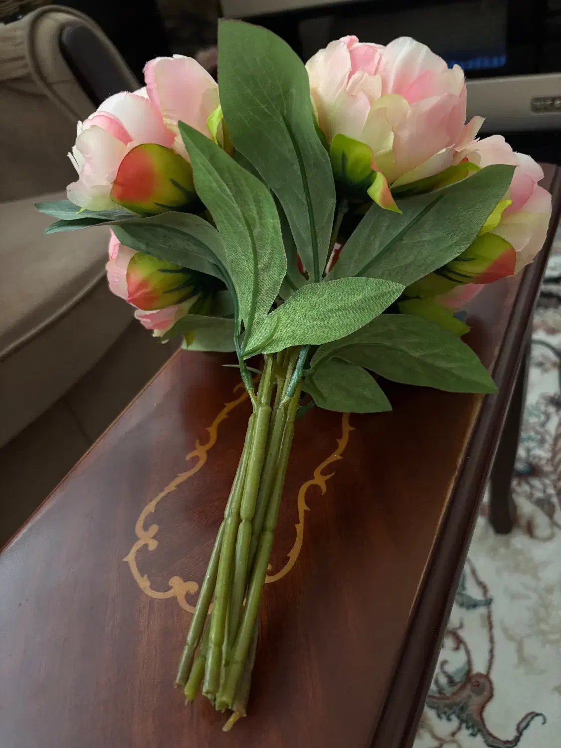 دسته گل وارداتی مصنوعی پیونی|گل مصنوعی|بروجرد, |دیوار