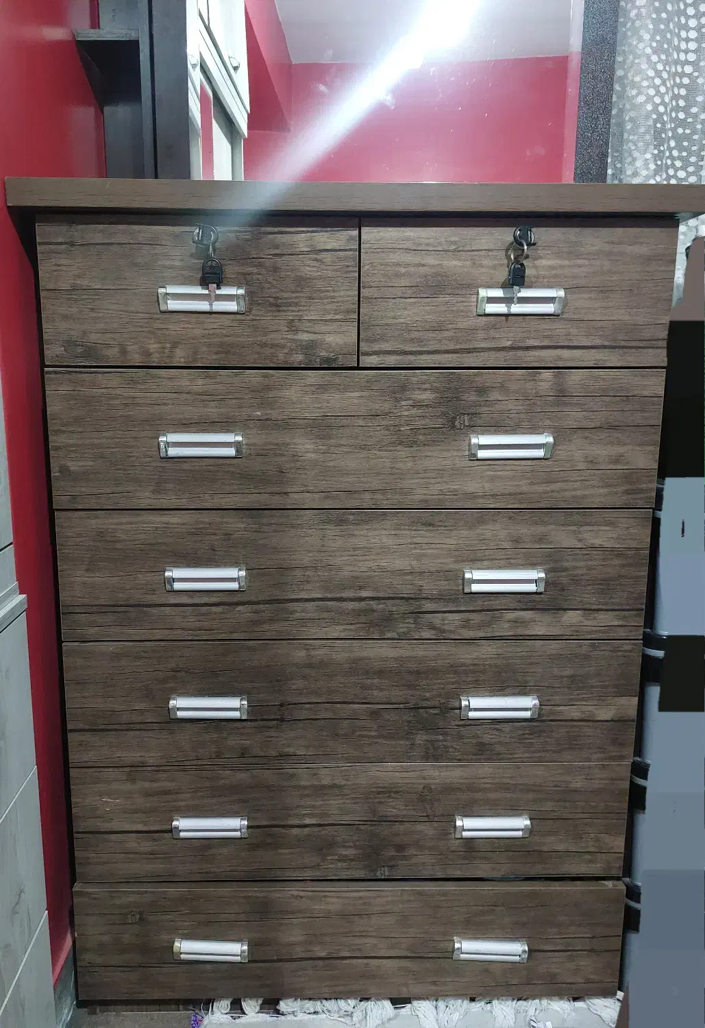 دراور ۷کشو و باکس کشویی آینه دار|جاکفشی، کمد، دراور|تهران, تهرانسر مرکزی|دیوار