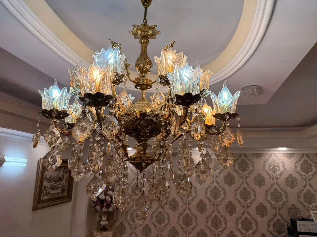 لوستر ۱۶شاخه برنج|لوستر و چراغ آویز|تهران, خزانه|دیوار