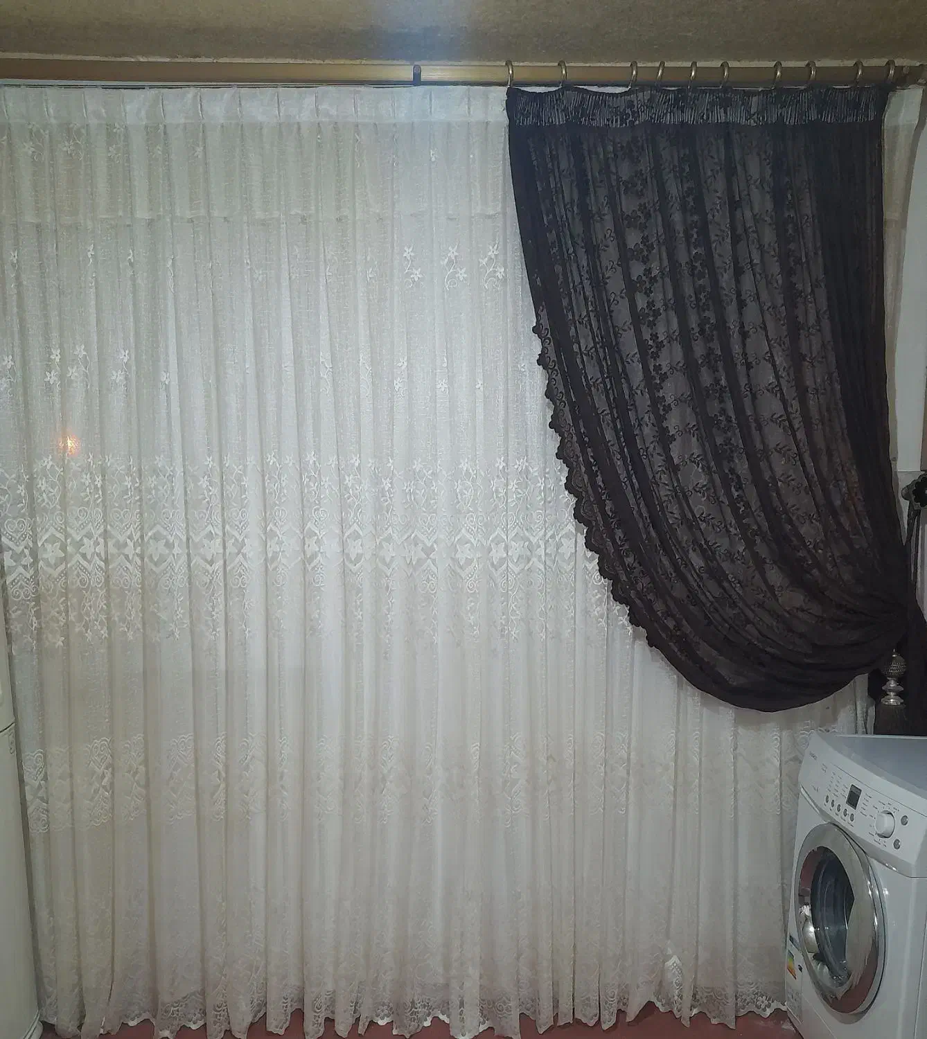 پرده با زیر پرده سالم در حد نو|پرده، رانر، رومیزی|ابهر, |دیوار