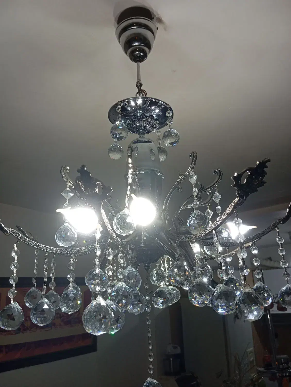 لوستر کریستالی هشت شاخه|لوستر و چراغ آویز|سهند, |دیوار