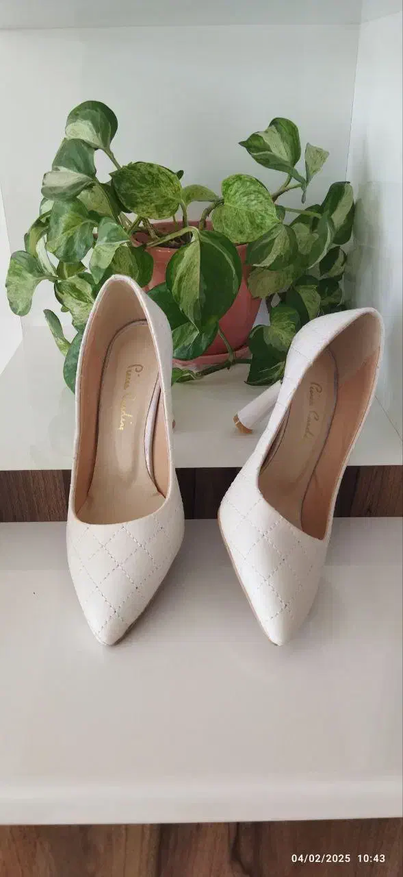 کفش پاشنه ۷سانت کاملا نو سفید ومشکی|کیف، کفش، کمربند|کن, |دیوار