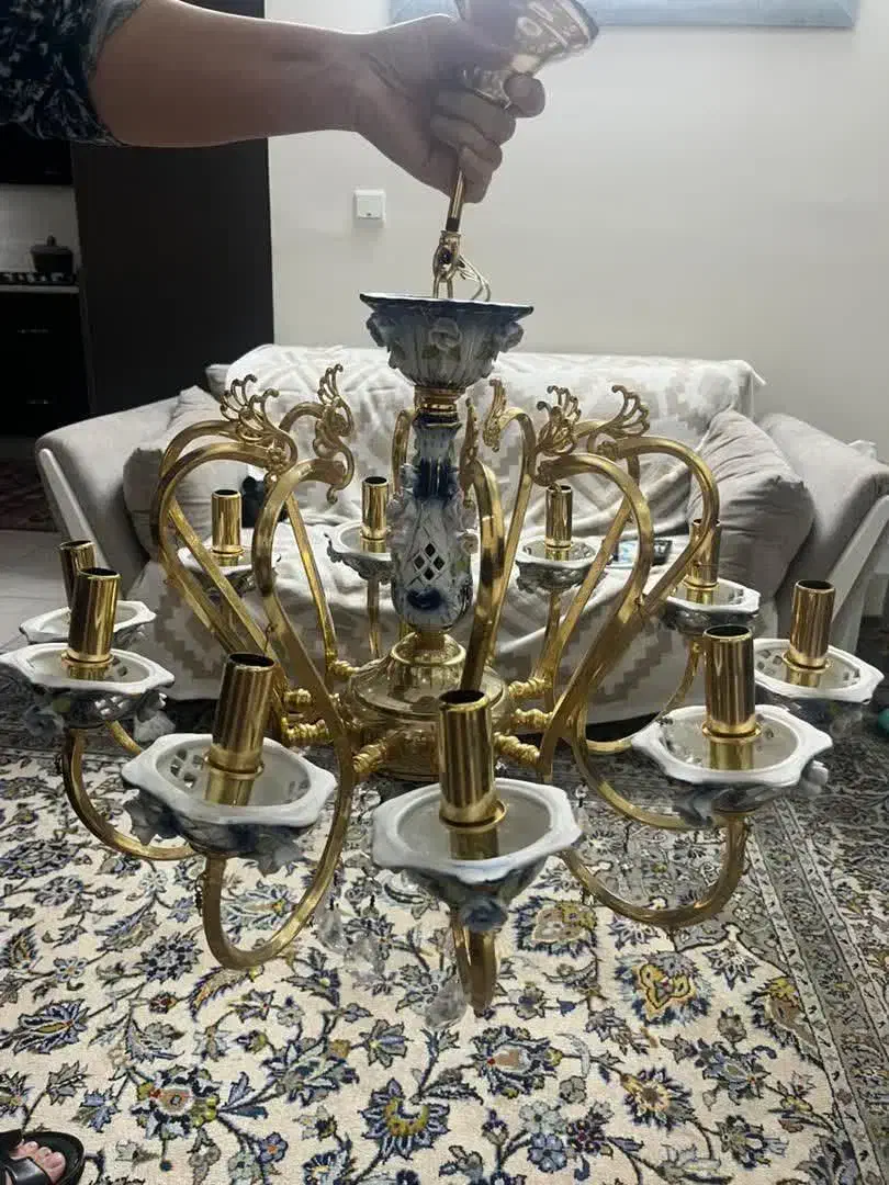 لوستر ۱۰ شاخه تمیز سالم|لوستر و چراغ آویز|قم, بلوار امین و ساحلی|دیوار