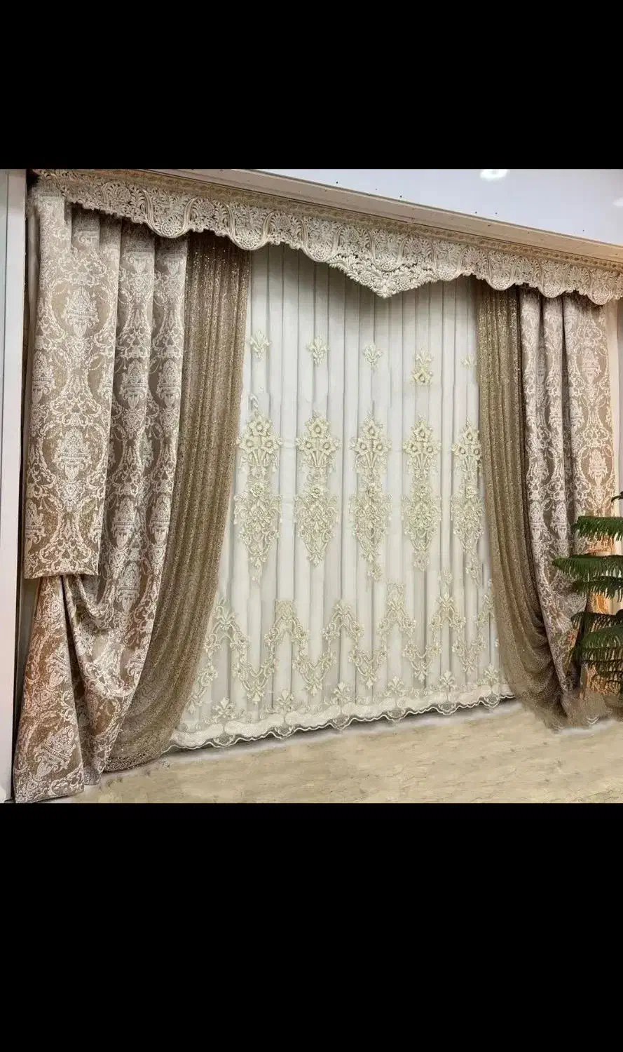 والان پرده دکوری مخمل پتینه توسی طلایی ترک|پرده، رانر، رومیزی|تهران, مولوی|دیوار