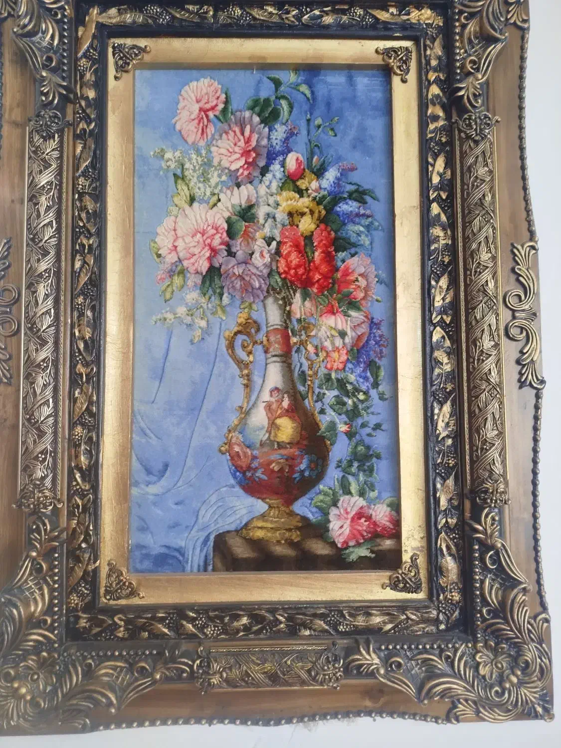 تابلوفرش گلوگلدان وآیه|تابلو فرش|کرمانشاه, |دیوار