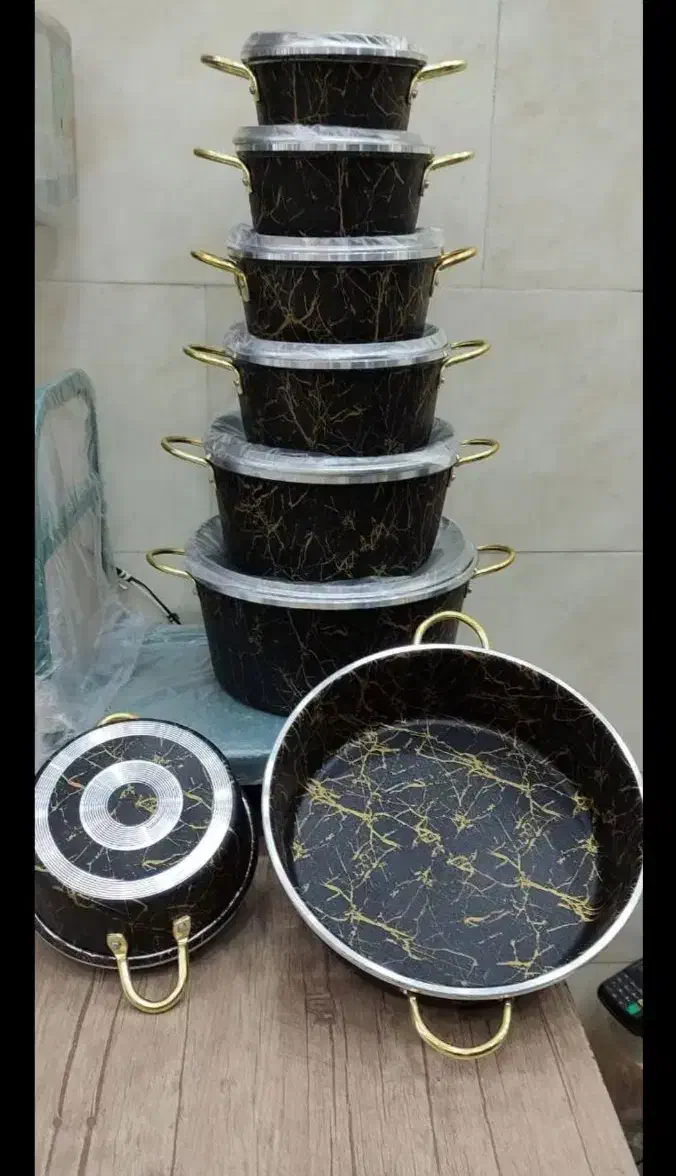 سرویس قابلمه 14 پارچه تفلون مدل کهکشانی|ظروف پختوپز|پارسآباد, |دیوار