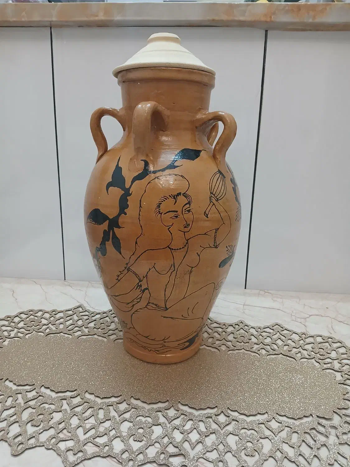 کوزه سفالی بستی بلونی|کلکسیون اشیاء عتیقه|کرج, شهرک بنفشه|دیوار