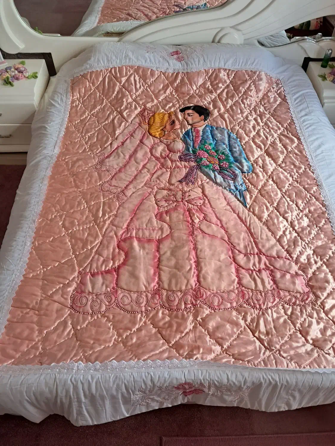 لحاف عروس و داماد|رختخواب، بالش، پتو|فومن, |دیوار