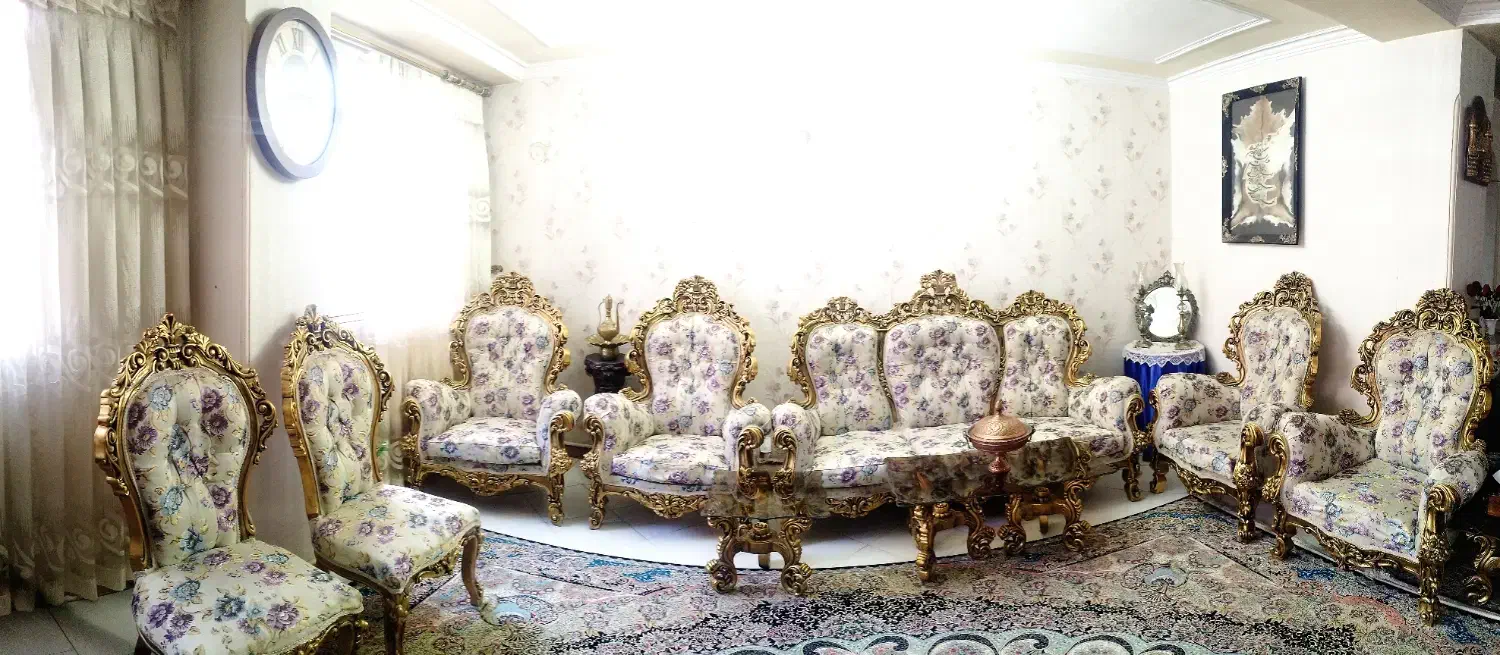 مبل ۹نفره سلطنتی آفتابه لگن برنجی جاقاشقی|مبلمان خانگی و میز عسلی|اندیشه, شهرک مریم|دیوار