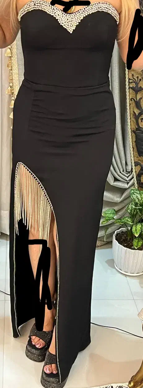 پیراهن مشکی .سایز۳۶.سنگ دوزی شده اصلا پوشیده نشده|لباس|نسیمشهر, |دیوار