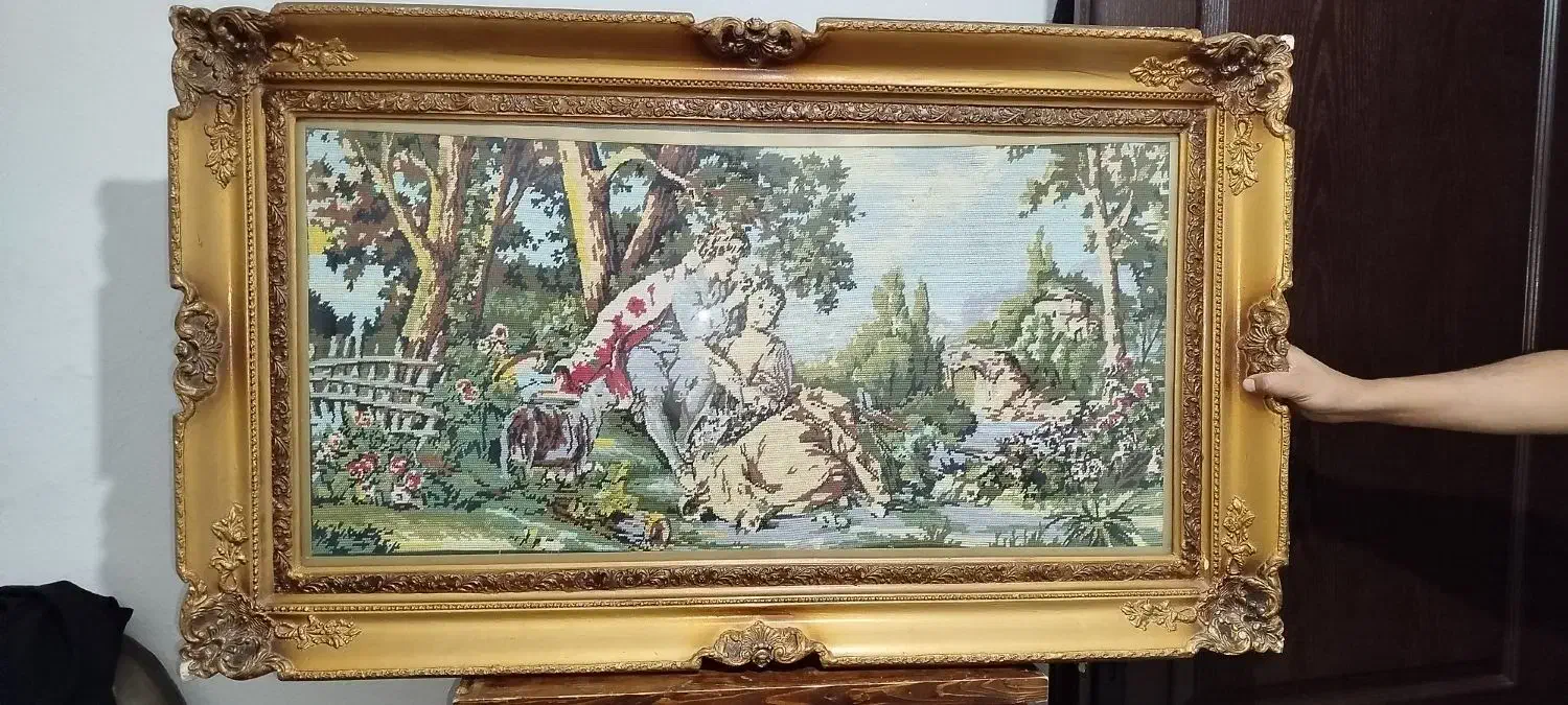 تابلو کوبلن قدیمی قاب چوبی|تابلو، نقاشی، عکس|تهران, مرزداران|دیوار