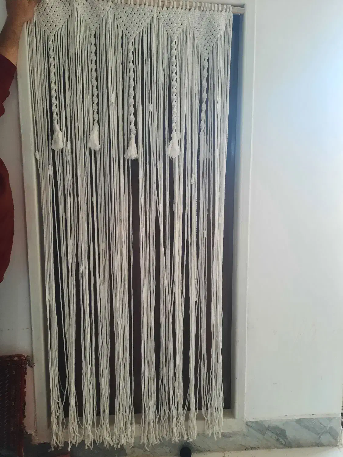 پرده مکرومه بافی ..|پرده، رانر، رومیزی|بردسکن, |دیوار