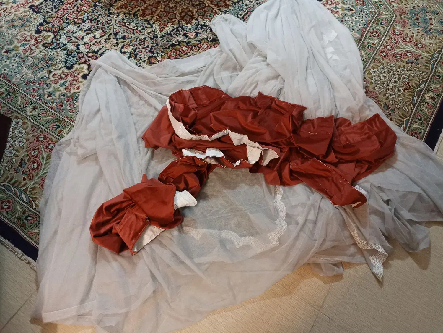 فروش دو عدد پرده تور ساده|پرده، رانر، رومیزی|کرمان, |دیوار