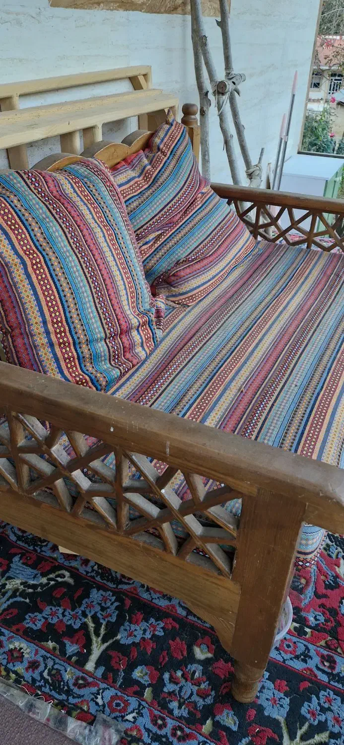 مبل چوبی دونفره|مبلمان خانگی و میز عسلی|ماسال, |دیوار