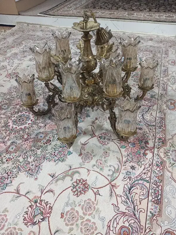 لوستر برنز ۶ شاخه|لوستر و چراغ آویز|بروجرد, |دیوار