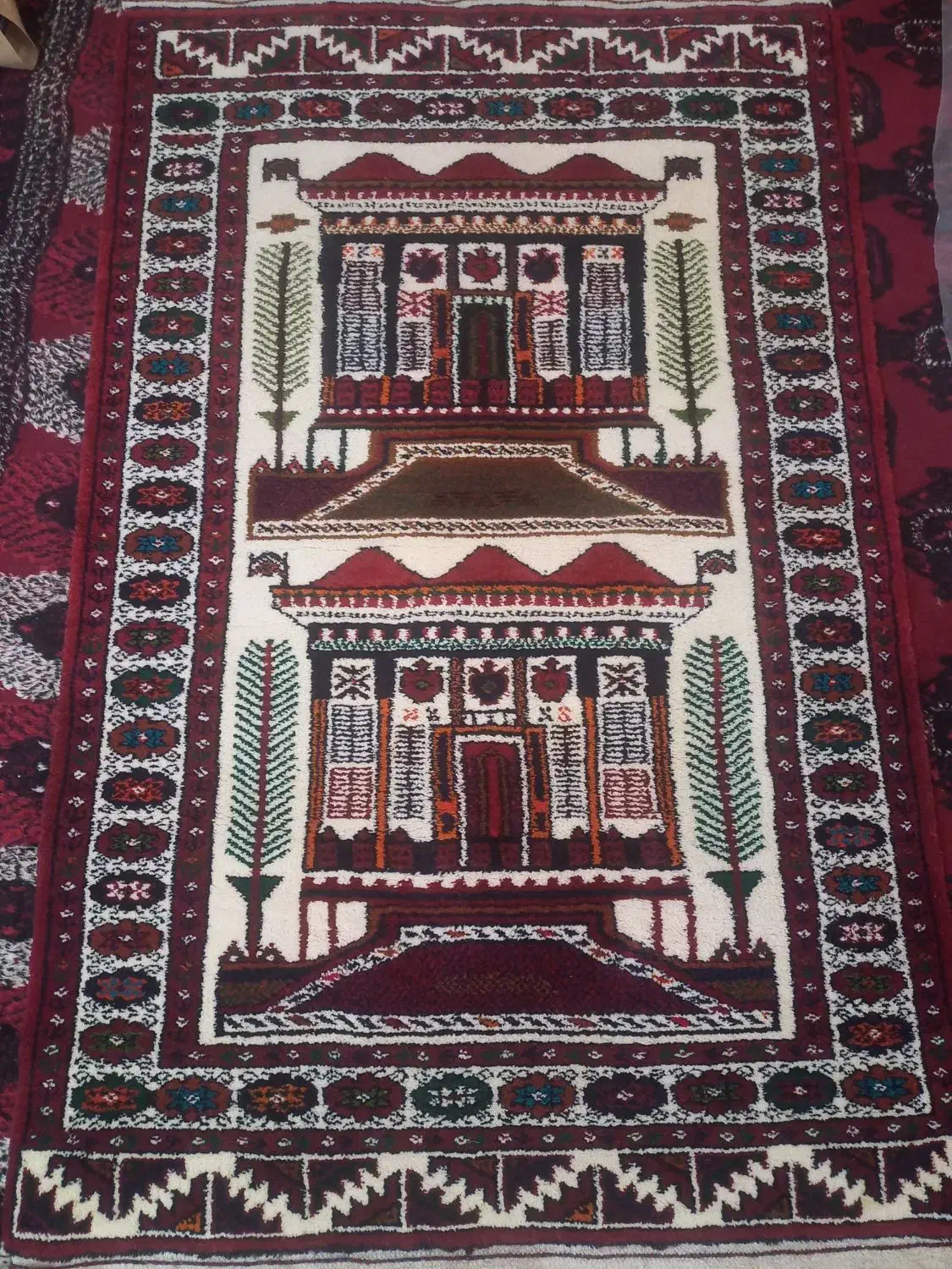 نمازلق دست بافت پشم نونو مناسب جهیزیه|فرش|گنبد کاووس, |دیوار