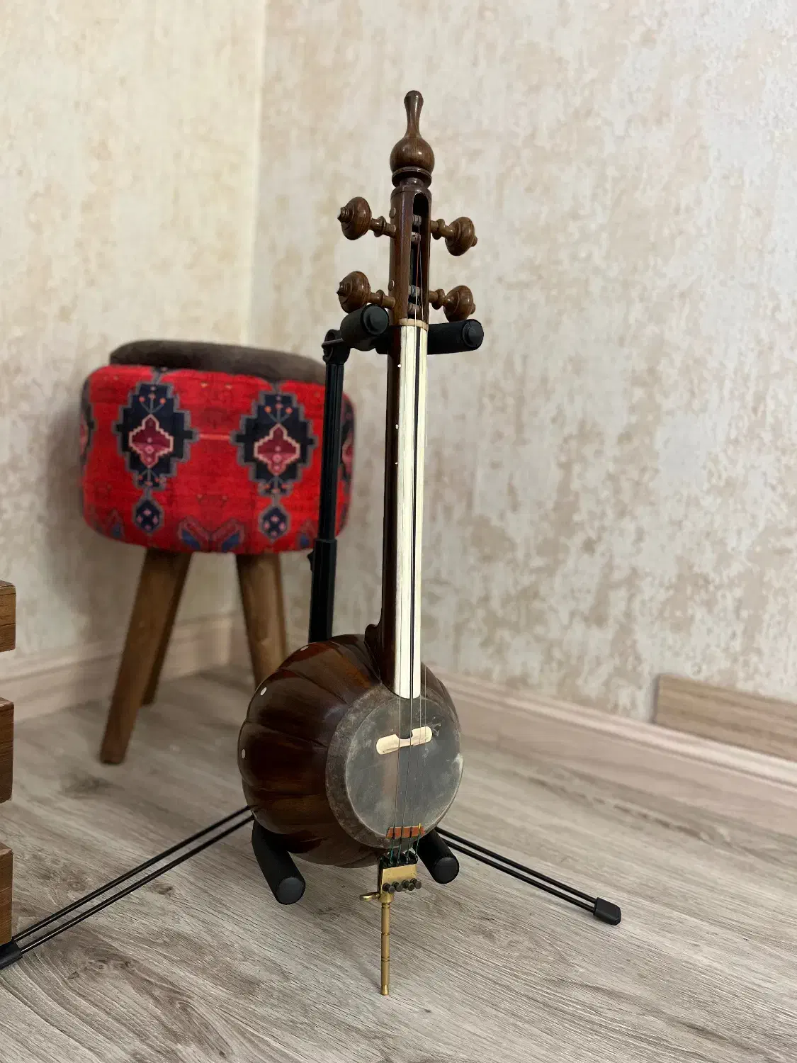 کمانچه دستساز داوود عطایی|سازهای سنتی|شیراز, دشت چنار|دیوار