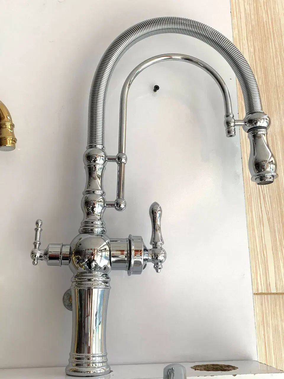 شیر ظرفشویی فنری دوکاره کروم شاور مدرن و مقاوم|مصالح و تجهیزات ساختمان|بیرجند, |دیوار